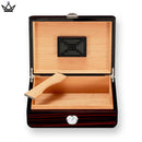 Vintage Humidor Cigar Box with Hygrometer - 40 Capacity