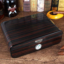 Vintage Humidor Cigar Box with Hygrometer - 40 Capacity
