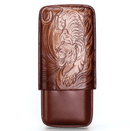 Portable Travel Cigar Humidor - Leather Tiger Design