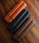 Braided Leather Cigar Case - Elegant Travel Humidor